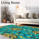 Elegant Swirling Marble Fish Medallion Motif(Turquoise)