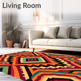 Aztec Inspired Interlocking Motif with Abstract Chevron Bands(Orange)