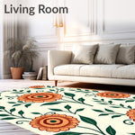 Vintage Botanical Scroll with Central Rosette Design (Ivory) - ODIKA