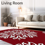 Festive Snowflake Winter Holiday Accent Flooring Circular Decoration(Red)