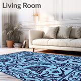 Nautical Wave Medallion Botanical Insect Ornate Decorative Boho Print (Blue)