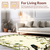 Circular Ivy Vines with Delicate Songbird Silhouettes and Leafy Flourishes(Ivory)