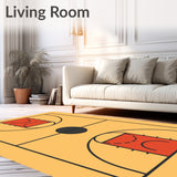Basketball Court Yellow Floor Red Key Black Lines Black Circle(Beige)