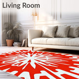 Retro Sunburst Check with Vintage Abstract Motifs(Red)