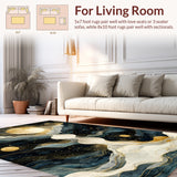 Liquid Celestial Waves Abstract Sun Moon Phases with Flowing Star Trails(Blue)