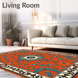 Elegant Damask Composition with Curved Flourishes and Interlocking Scrollwork(Orange)