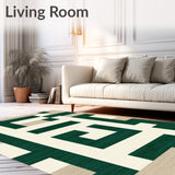 Luna Vista Contemporary Green Beige Area With Abstract Geometric Motifs(Beige)