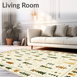 Beige Camper Expedition with Geometric Tent and Pine Tree Motifs(Beige)