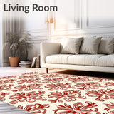 Abstract Damask Motif with Swirling Botanical(Ivory)