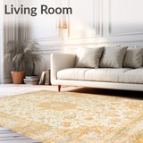 Cozy Beige Boho Floral Medallion Area(Ivory)