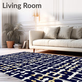 Contemporary Geometric Area Rug Modern Style for Versatile Placement(Blue)