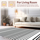 Contemporary Black White Stripe Linear Geometric(Gray)