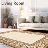 Chic Area with Distinct Geometric Borders in Earthy Color Palette(Beige)