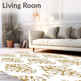 Faded Botanical Damask with Scrolling Vine Motifs (Gold) - ODIKA