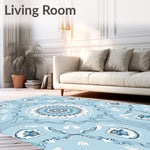 Lotus Bloom Medallion Motif Interlocking Floral (Blue) - ODIKA