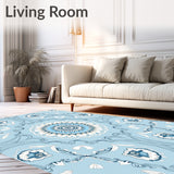 Lotus Bloom Medallion Motif Interlocking Floral (Blue) - ODIKA