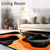 Lava Flow Designer Area Rug with Dramatic Swirling Pattern Elements(Orange)