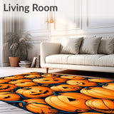 Autumn Harvest Pumpkin and Twisted Vine Rug with Spooky Halloween Gothic Flair(Orange)
