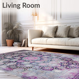 Boho Mosaic Area Rug Featuring Distressed Medallions And Artistic Symmetry(Gray)