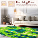 Ultra Soft Area Rug, Non Slip, Stain Resistant, Washable Area Rugs for Living Room, Bedroom, Colorful City-Themed Toddler Playmat(Green)