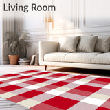 Farmhouse Gingham Yuletide Decorative Floor Covering(Red)