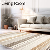 Artistic Area with Unique Textured Stripes in Earthy Beige Shades(Beige)