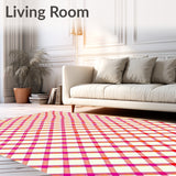Checkered Grid Contemporary Interlocking Design(Pink)