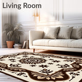 Vintage Medallion Interlocking Distressed Motif(Brown)