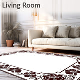 European Garden Tapestry Floral Low Pile Decorative(Brown)