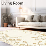 Chic Beige Botanical Whisper Delicate Floral Bloom Area(Beige)