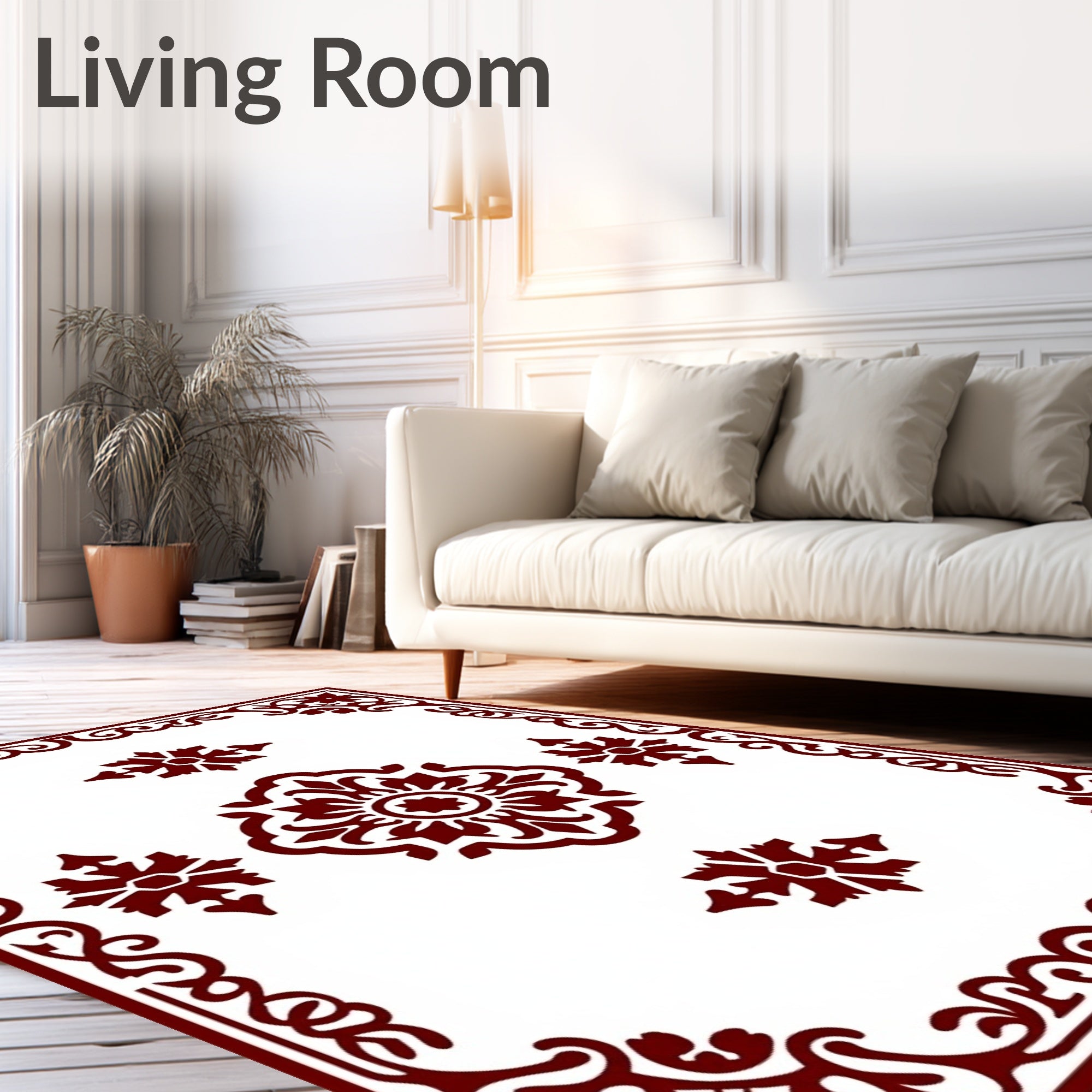 Filigree Design Featuring Botanical Scrollwork and Floral Embellishments (White) - ODIKA