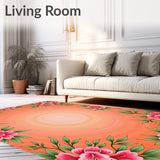 Enchanted Garden Blossom Tapestry With Decorative Vines(Orange)