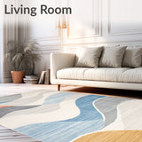 Dynamic Curved Stripes Combining Light Gray Blue and Warm Beige Tones(Gray)