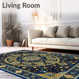 Elegant Circular Sector Area Beige with Tan Accents Anti Slip Design(Blue)