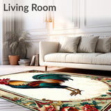 Heritage Poultry Half Moon Rug Nostalgic Barnyard Rooster Non Slip Entry Carpet(Red)