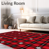 Festive Plaid Holiday With Snowflake Motif(Red)