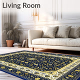 Vintage Modern Abstract with Deep Blue and Gold Accents(Blue)