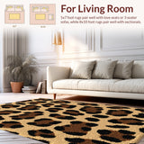 Ultra Soft Area Rug, Non Slip, Stain Resistant, Washable Area Rugs for Living Room, Bedroom, Leopard Print Low-Pile(Beige)