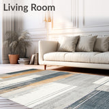 Elegant Neutral Toned Abstract with Distressed Beige and Slate Striped Motif(Gray)