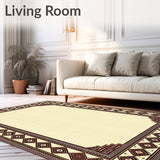 Geometric Brown and Beige Modern Border Area(Beige)