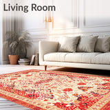 Contemporary Coral Spotted Area With Floral Intricate Design(Red)