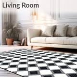 Harlequin Rug Black and White Diamond Pattern(Black)