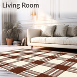 Heritage Tartan Grid Porch Entryway Welcome Handwoven Artisan(Brown)