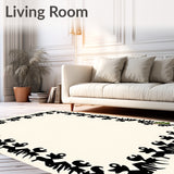 Reindeer Floor Covering with Nordic Forest Theme(Black)