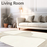 Chic Cream & Beige Abstract Lines Area Versatile(Beige)