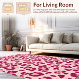 Ultra Soft Area Rug, Non Slip, Stain Resistant, Washable Area Rugs for Living Room, Bedroom, Modern Leopard Print Soft Playroom Rug(Pink)