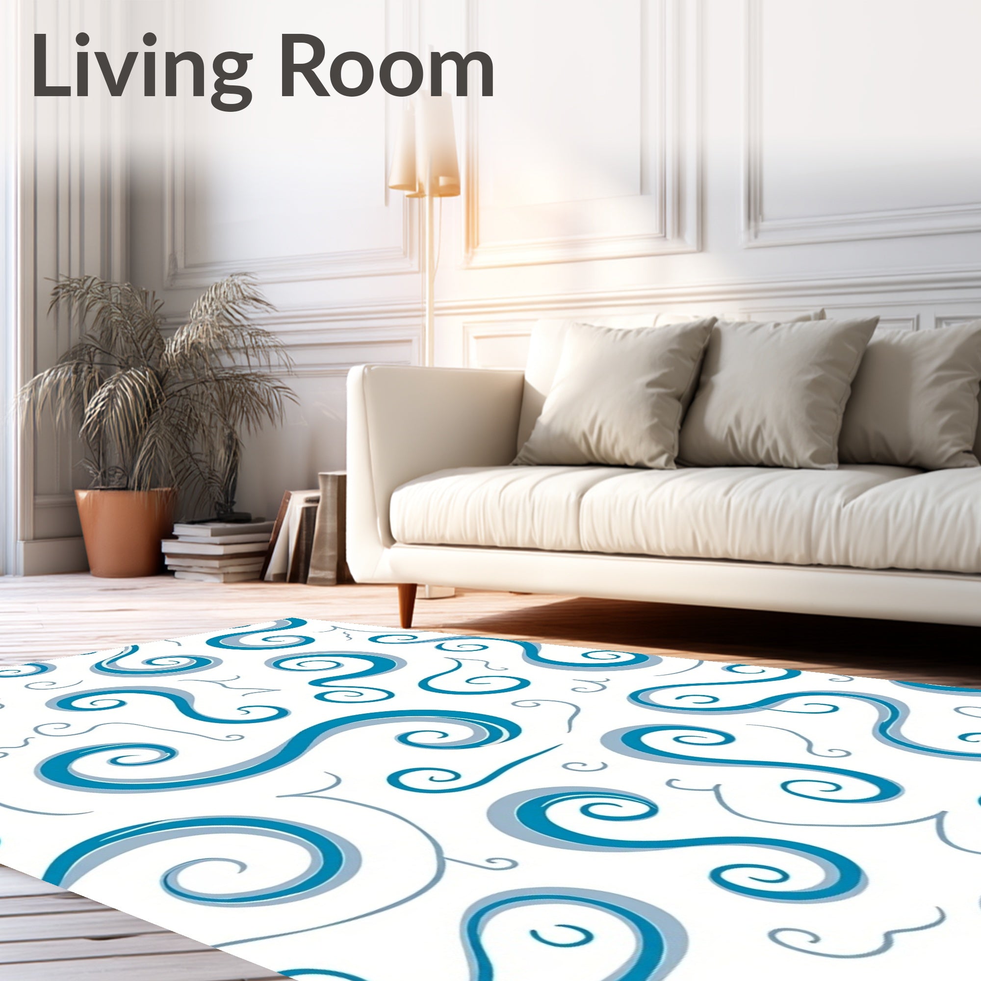 Abstract Smoke Plume with Wispy Spiral Motifs (Blue) - ODIKA