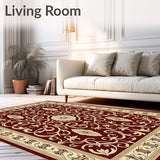 Elegant Ornamental Lattice with Repetitive Curved Vine and Floral(Red)