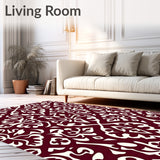 Modern Interlocking Trellis with Abstract Floral Motifs and Fine Detailing(Burgundy)