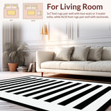 Braided Striped Area Kitchen Tassel Farmhouse Style(Black)